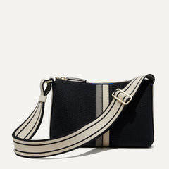 The Casual Crossbody - Black and Ivory Stripe